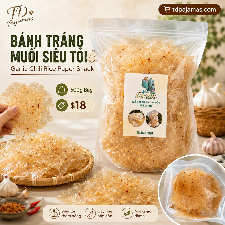 Bánh Tráng Muối Siêu Tỏi – 500g