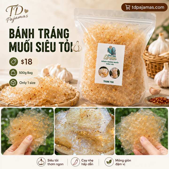 Bánh Tráng Muối Siêu Tỏi – 500g