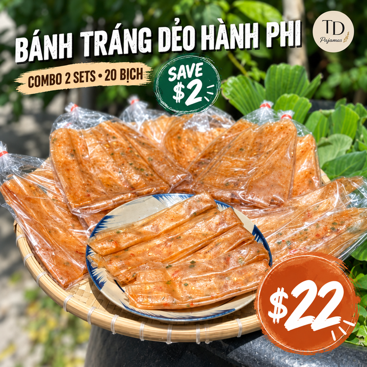 Fried Shallot Rice Paper (Bánh Tráng Dẻo Hành Phi) – 10 bags/set