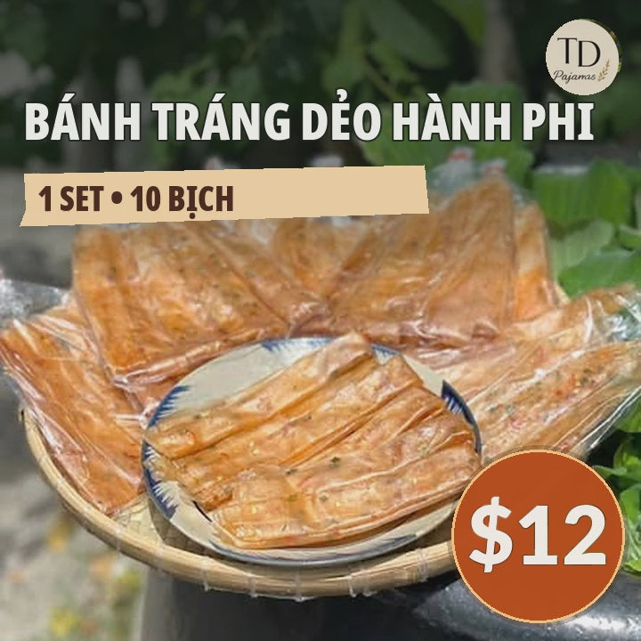 Fried Shallot Rice Paper (Bánh Tráng Dẻo Hành Phi) – 10 bags/set